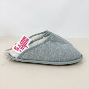 Nordstrom Womens Slippers Small Gray Sherpa Lining Round Toe Casual Slip-On NWT